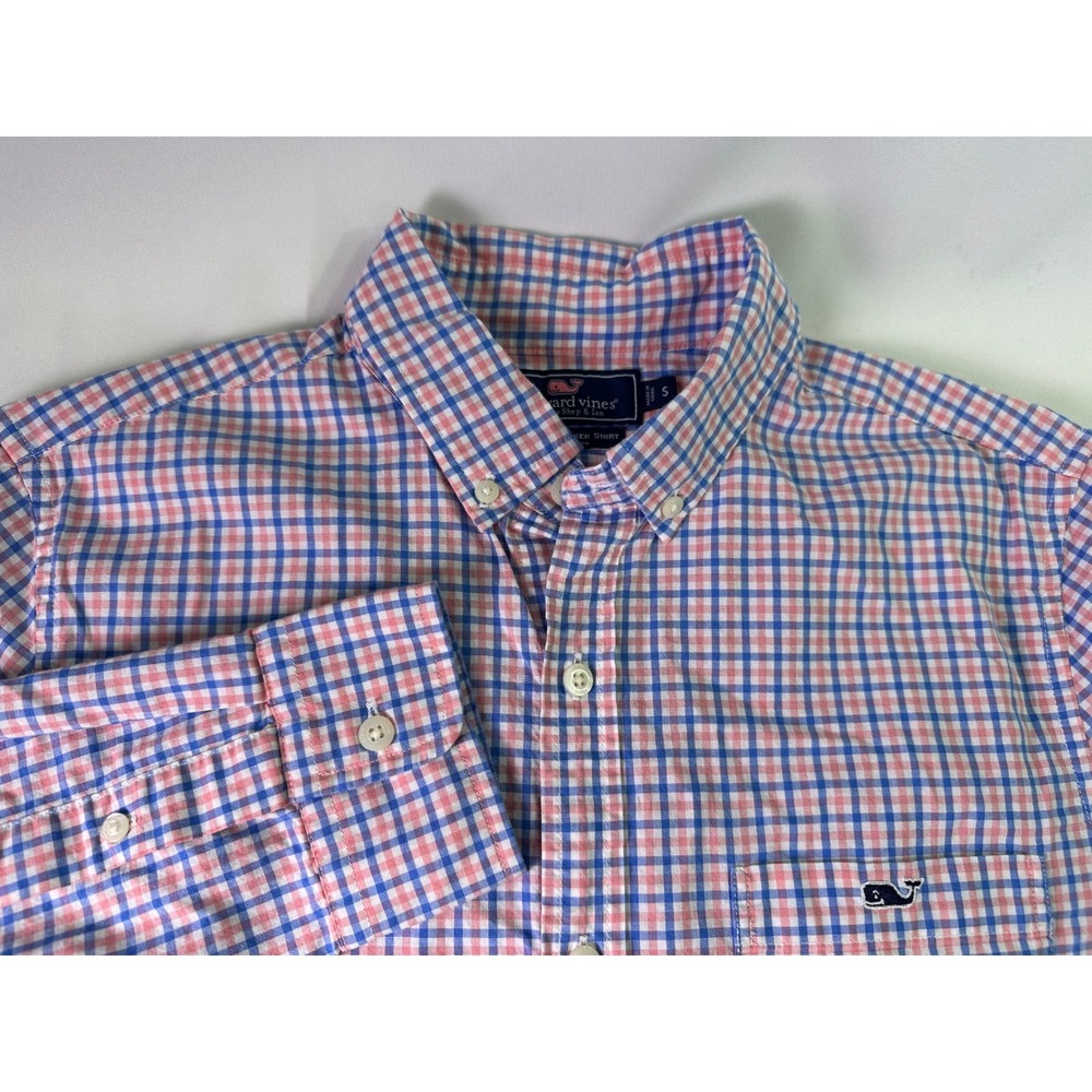 Vineyard Vines Mens Slim Fit Tucker Shirt S Gingham Check Whale Logo Button Down
